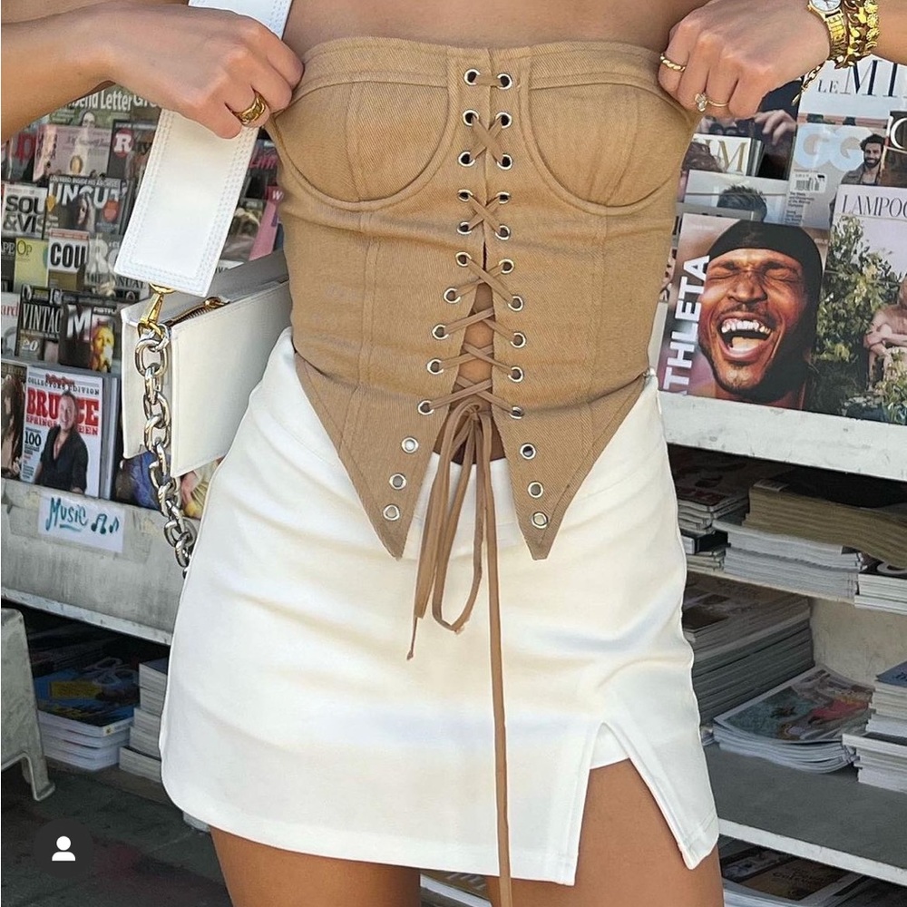 Lioness East Gate Corset Stone lace up y2k top bustier crop trendy